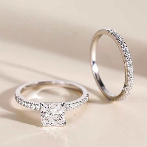 Princess Cut Engagement Ring Band Stack - Picture 5 of 5